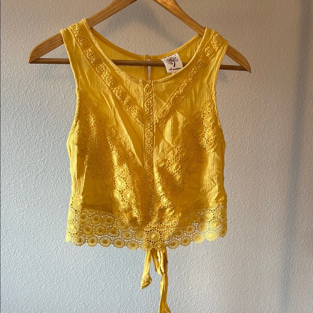 Yellow Lace Sleeveless Top
